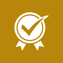 Award ribbon with checkmark icon